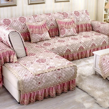 1 бр. Луксозна мека мебел възглавница за всекидневната, розови тъкани ленени Покривала, модерна комбинация all inclusive, нескользящий калъф за дивана