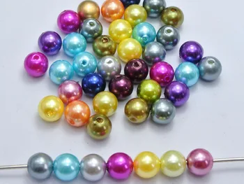 100 Бр Многоцветни Пластмасови Изкуствени Перли Кръгли Мъниста 10 мм, Имитация на Перли