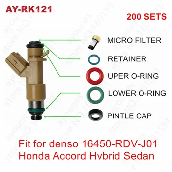 200 комплекти за Honda, Acura RDX RSX Accord Хибрид комплекти за ремонт на горивни дюзи микрофильтры. Капачка за закрепване Oring (AY-RK121)