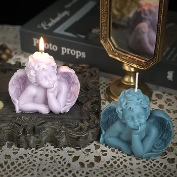 3D Ангел Ароматна Свещ Силиконова Форма на DIY Производство на Свещи Гипс Сапуни Смола Мухъл Скърпвам Декор на Тортата Подарък на Стоки За Домашно Бродирани