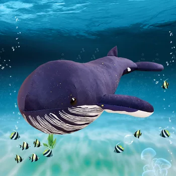 60-100 см, Голям кит плюшен играчка кукла син кит, акула възглавница кукла за подарък за рожден ден