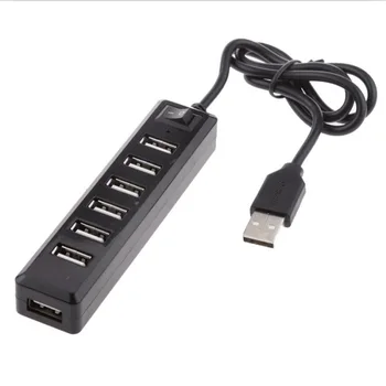 7 Пристанища USB2.0 Адаптер Hub Индикатор за включване/изключване на Щепсела и да Играе Високоскоростен USB-Хъб за Преносим КОМПЮТЪР Лаптоп