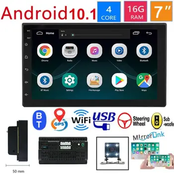 Android 10,1 Универсален Автомобилен Радиоприемник 2 Din Мултимедиен Плейър 7 инчов Екран Авто Стерео Двойна WiFi GPS Навигация Стерео уредба