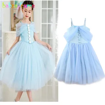 babzapleume от 3 до 7 години/Летни рокли за малки момичета, лейси пакет-пакет без ръкави, синьо Детско Рокля, Костюм на принцеса, Детски дрехи BC1417