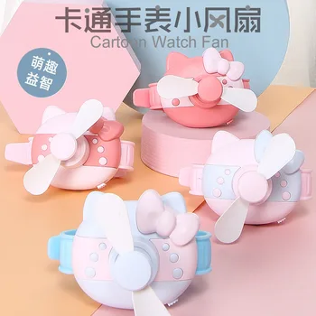 Kawaii Hello Kitty Аниме Часовници Фен Открит Преносим Usb Зареждане На Фен Подарък Творчески Сладък Специална Оферта Горещи Оферти Търговия На Едро