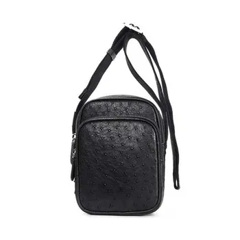 KEXIMA Страусиная кожа мъжка чанта на едно рамо модерен мъжки страусиная чанта за почивка мъжки Вертикална чанта