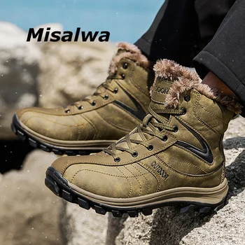 Misalwa/Мъжки Работни обувки, Зимни Улични Високи Обувки, Мъжки Ежедневни Обувки, Топла Топла Ковбойская Обувки, Големи Размери