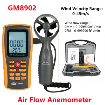 Анемометр на Въздушния Поток GM8902 Многофункционален Измерване на Скоростта на Вятъра Измерване на Температурата Измерване на Скоростта на Вятъра С Интерфейс USB Измервателен Инструмент