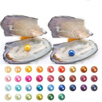 Безплатна доставка на 30 бр. сладководни 6-7 мм кръгъл akoya перли oyster, 27 смесени цветове AAA клас фермите за миди производство на бижута