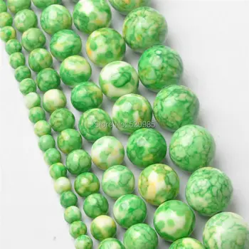 Безплатна Доставка на Природен Светло Зелен Грах В Преливащи се цветове Камъни с Кръгла Втулка Свободни Мъниста За Колиета, Гривни Висулки Бижута RBSB09