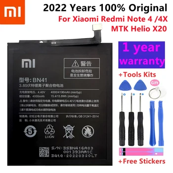 Въведете mi 100% Оригинална Батерия BN41 4100 mah За Xiaomi Redmi Hongmi Note 4/Redmi Note 4X MTK Хелио X20 на Батерията