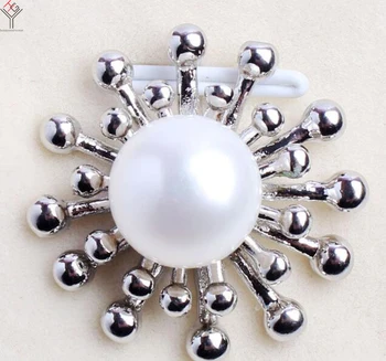 жените Бижута Висулка Колие кристално бял кръг перли слънцето Висулка верига Естествени Сладководни перли