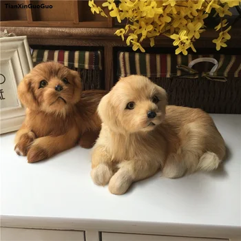 имитация на Златен Ретривър куче е труден модел полиетилен и козината на кучето около 21x13 см занаятчийско украса за дома, подарък s1316