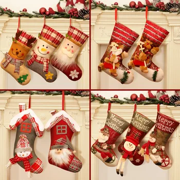 Коледна Чанта с Ябълки, Коледни Чорапи, Бъдни вечер, за Украса на Коледната Елха, Страхотни Аксесоари, Подарък Чанта За Бонбони в Детската Градина