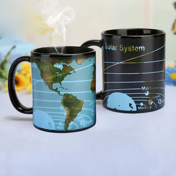 Креативна чаша с промяна на цвета, чаши и чаши с шарени земя, Слънчева система, Млечен Сок, Чаша с лимон, коледна чаша, Прибори за напитки, чаша за чай