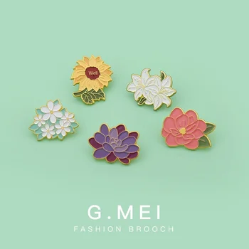 Лилия, слънчоглед, брошка във формата на цвете, сладък личност, е иконата растения, брошка, за украса на чанти, креативна Медал