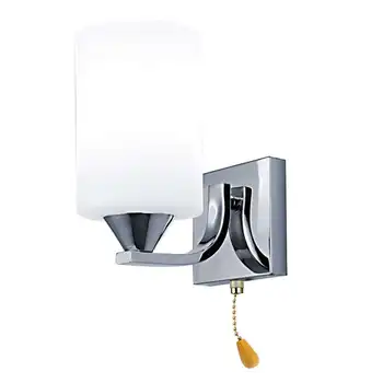 Модерен Стъклен Led Лампа, с монтиран на стената Лампа-стенни лампи, Лампа За Декорация на Спалнята В Стая, Единична Корона С Ключ Бял Цвят