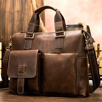 Мъжки Кожен Куфар, Ръчна Чанта, изработена От естествена Кожа, Делова чанта, Работна чанта на д-Р, Офис Мъжка Бизнес чанта на рамото 40 cm