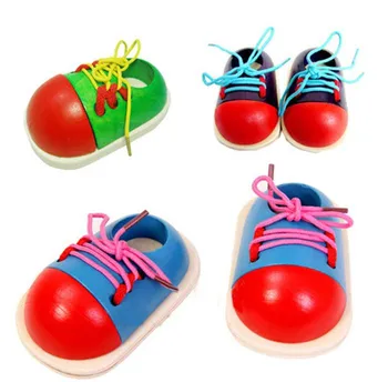 Развивающее Обучение Образование 1 бр Модерни Обувки За Деца С Шнур Монтесори Детски Дървени Играчки Детски Играчки, Директен Доставка