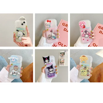 Сладък Sanrio Kuromi My Melody Hello Kitty Аниме Калъф за Мобилен Телефон с Огледало за Грим за iPhone 13 12 11 Pro Max