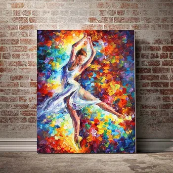 Танцьорите на балет пъстри цветни одноногие въртящи се скачане танц декоративна живопис, абстрактна живопис САМ цифрова картина