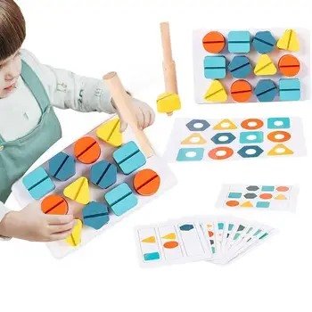 Форми На Пъзели Дървени Гайки На Дъска Пъзели Дървени Играчки Форма На Орех Цвят Когнитивно Съответствие За Деца На Възраст 4-6 Години