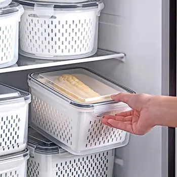 Хладилник Водосточни Контейнер Пластмасова Кутия За Съхранение Прозрачен Правоъгълен Чекмедже За Съхранение На Замразени Яйца Кухненски Принадлежности