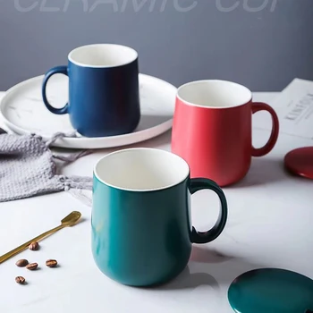 Чаша mugga от костен порцелан, термос с прости бели порцеланови капаци, могъща чаена чаша с капак, една чаша забавен дизайн на корема